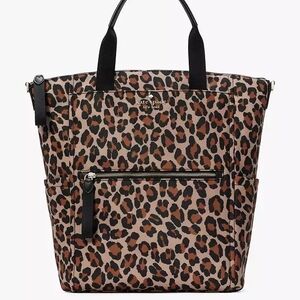 Kate Spade Chelsea Leopard Large Convertible Backpack